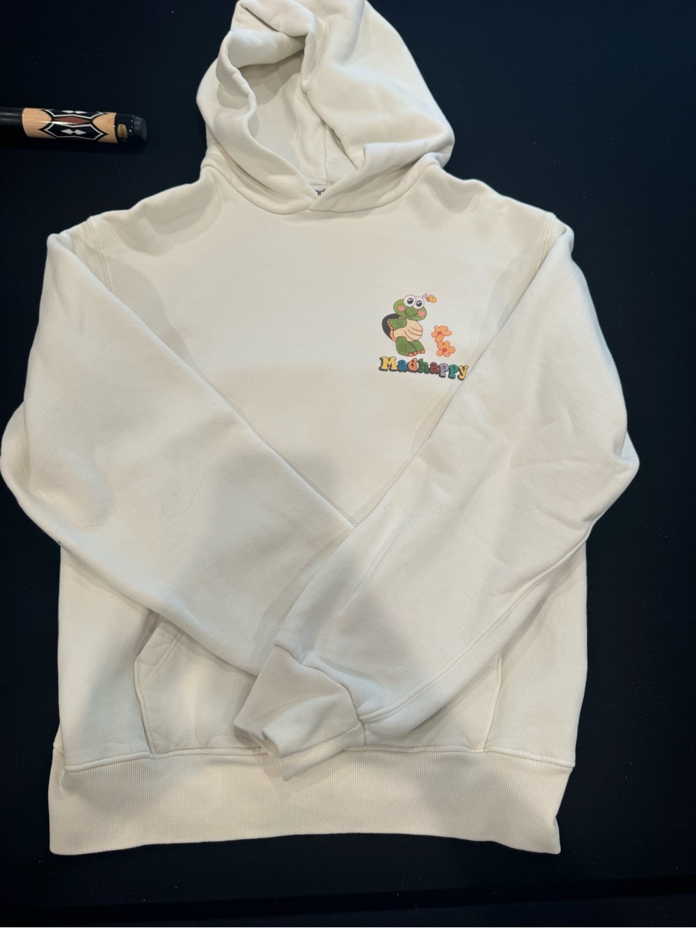 Madhappy Cream Crewneck Hoodie with Colorful Cartoon Logo
